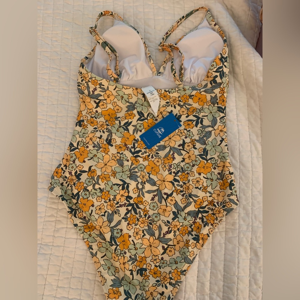Cupshe Floral Print Swimsuit with Orange and Blue - Picture 3 of 5